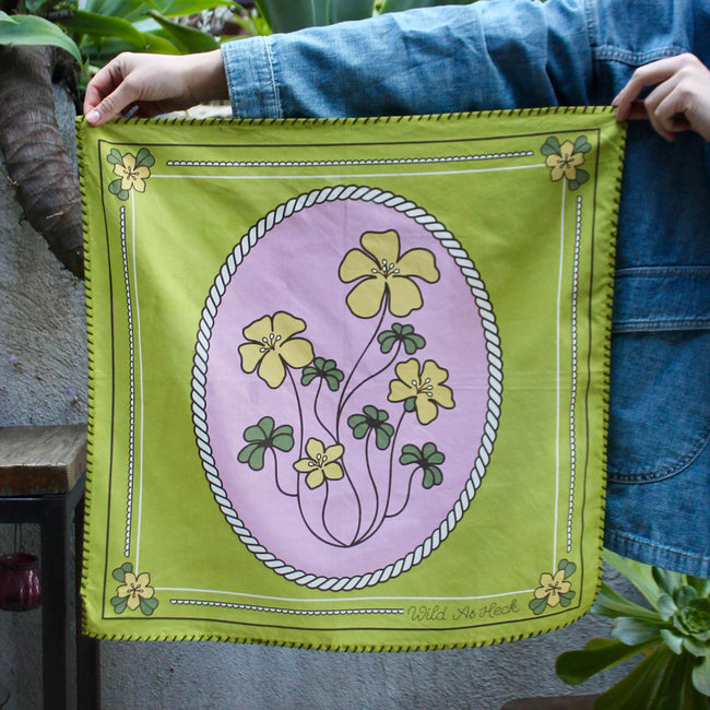 Chartreuse hand-printed organic cotton bandana