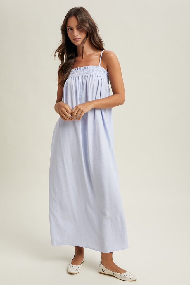 Birdie Blue Seersucker Maxi Dress