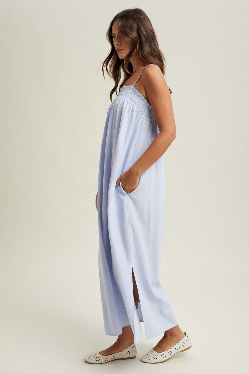 Birdie Blue Seersucker Maxi Dress
