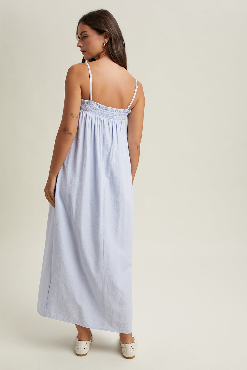 Birdie Blue Seersucker Maxi Dress