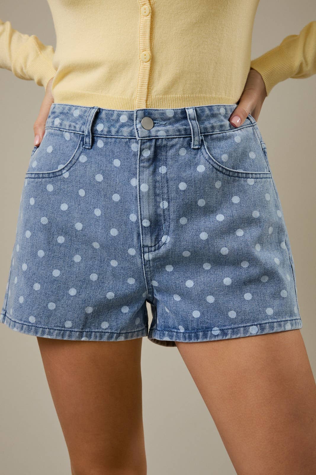 Dotted Denim Shorts