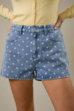 Dotted Denim Shorts