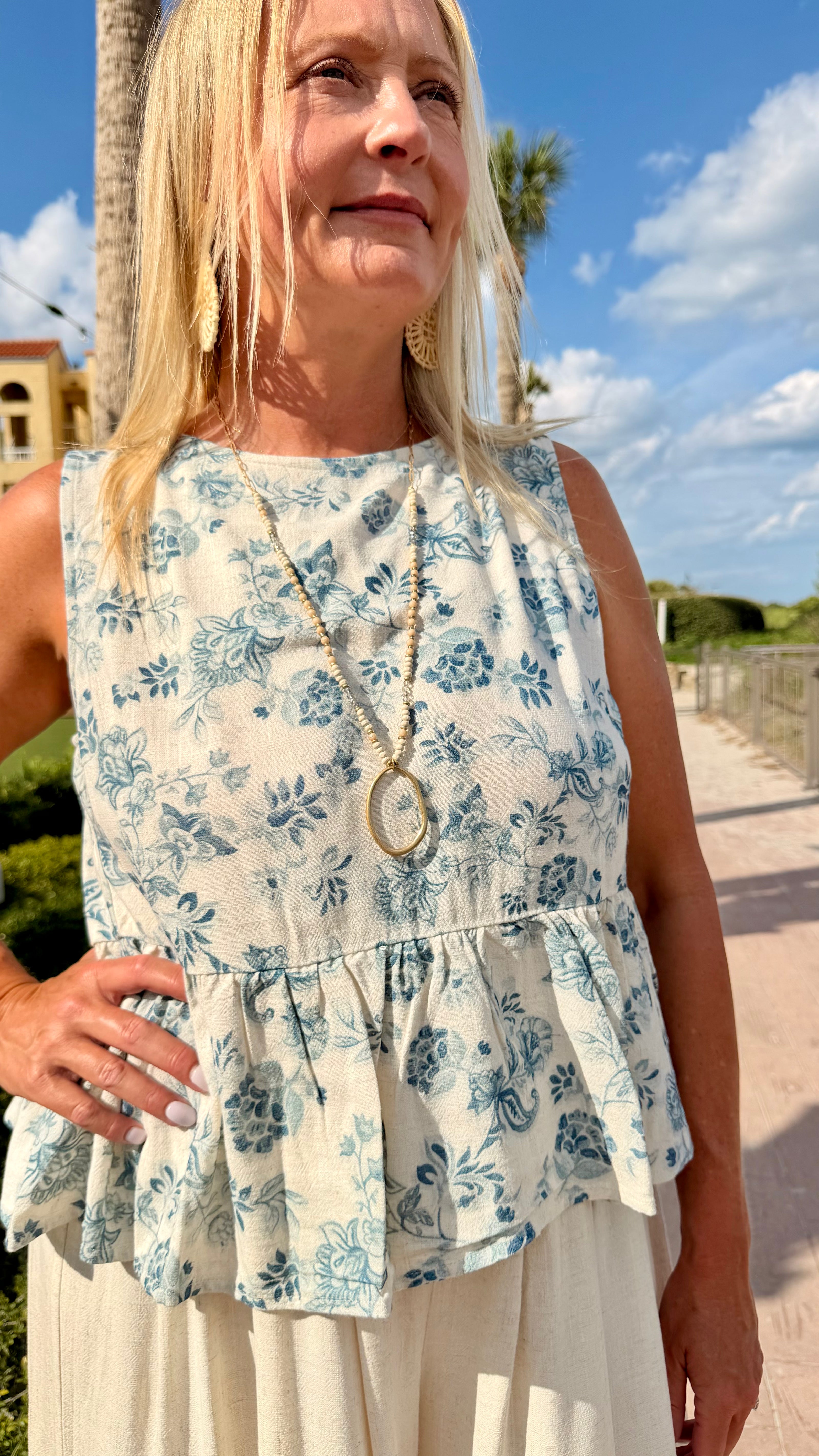 Coastal Bloom Tank Top 💙