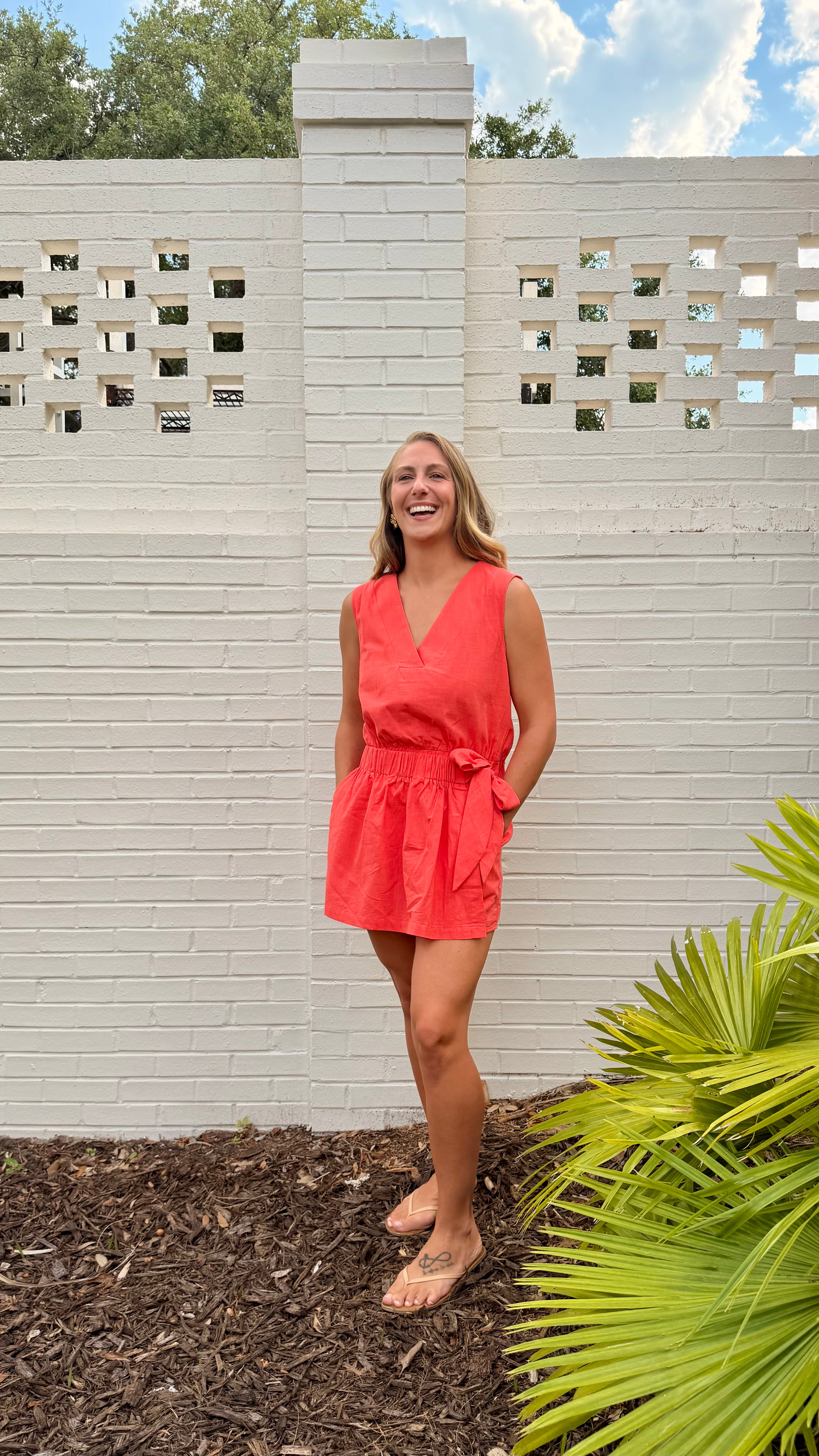 Wrapped Up in Coral Romper 🌺