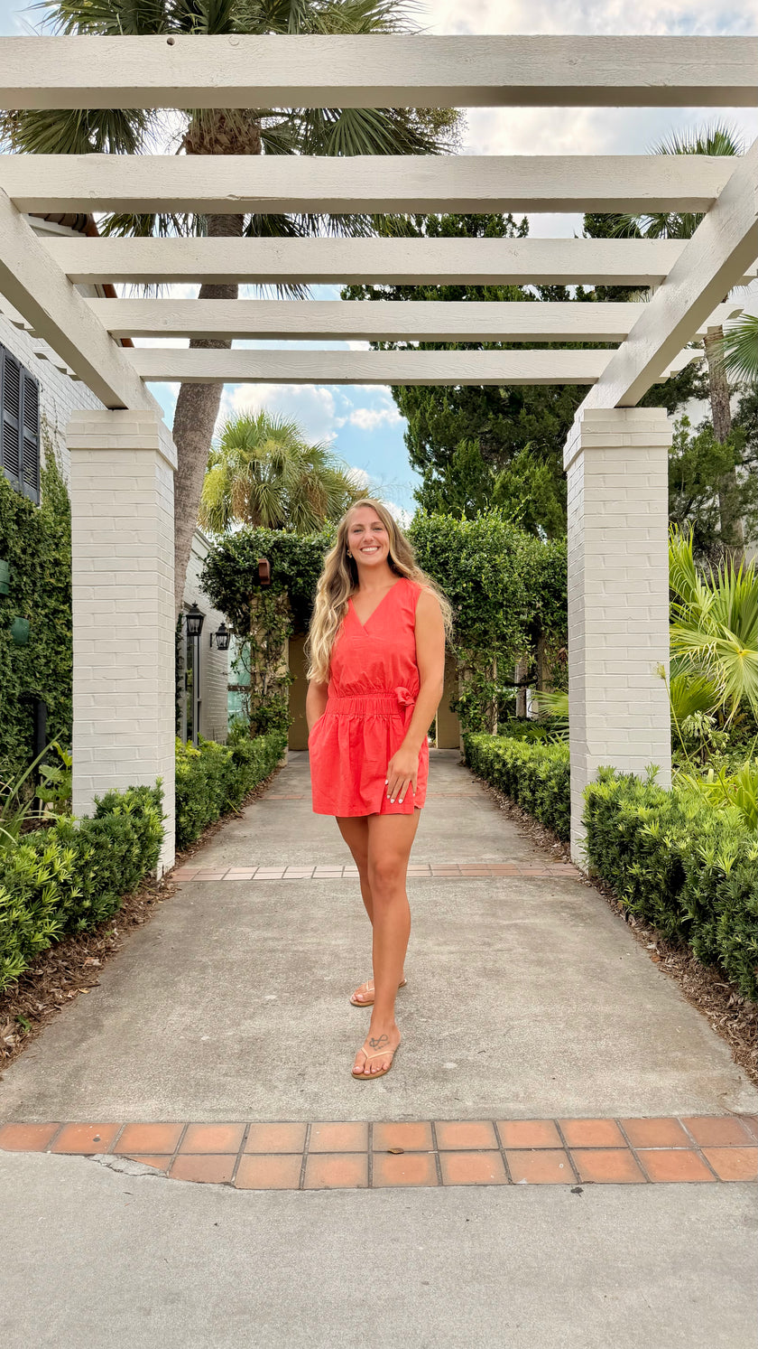 Wrapped Up in Coral Romper 🌺