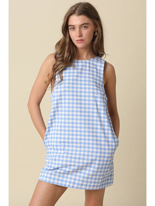 July Skies Gingham Mini Dress