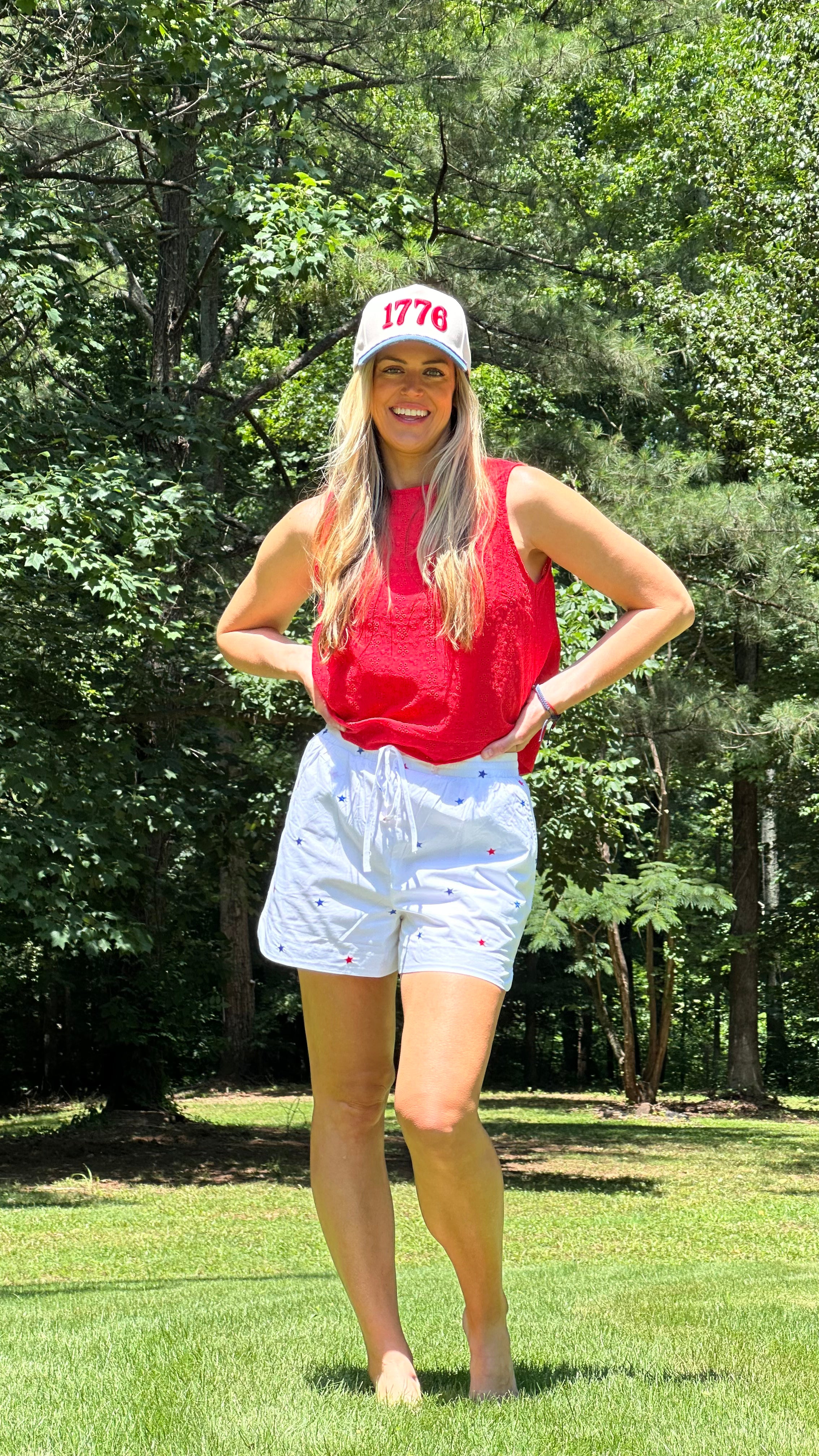 Red Rosey Eyelet Top