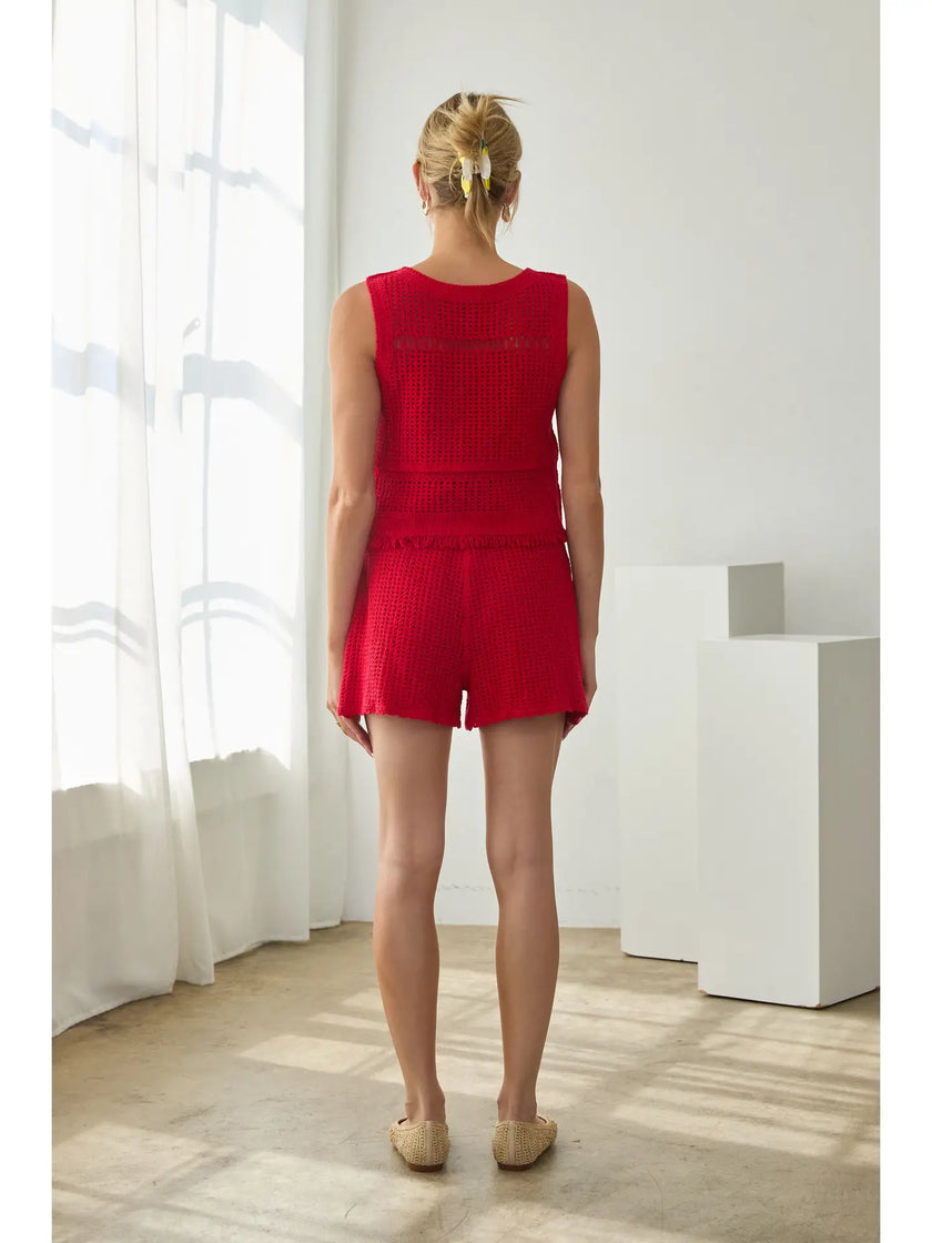 Riviera Red Crochet Top